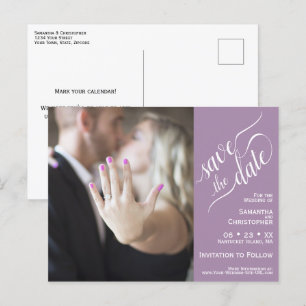 Lavender Wedding Save the Date Photo & Calligraphy Announcement Postcard