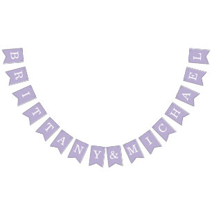 Lavender Wedding Simple Purple Bride & Groom Names Bunting Flags