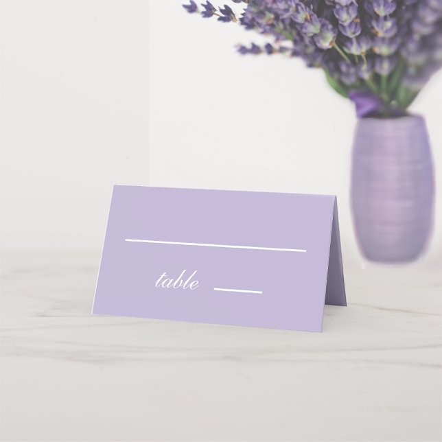 Lavender Wedding Simple Purple White Script Place Card (Creator Uploaded)