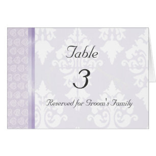 Lavender Wedding Table Number Card