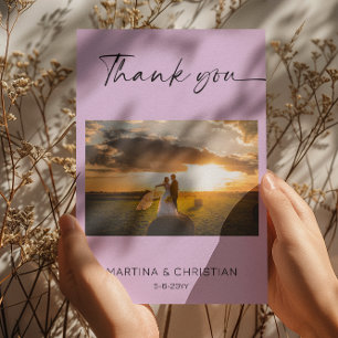 Lavender Wedding Thank You Photo  Card