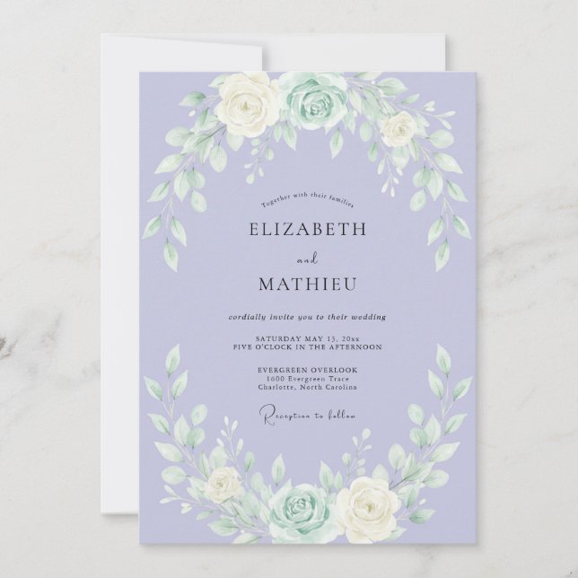 Lavender Whimsical Botanical Wedding Invitation (Front)