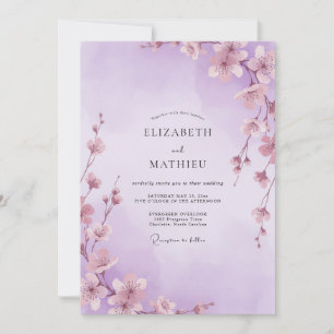 Lavender Whimsical Sakura Wedding Invitation