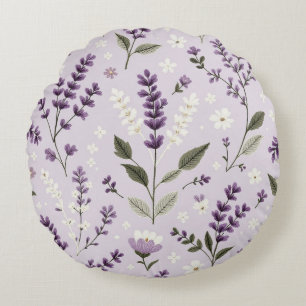 Lavender Whispers – 16" Round Botanical Throw Pill Pillow