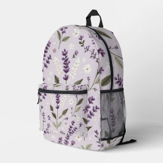 Lavender Whispers – All-Over Folk Botanical Print Printed Backpack
