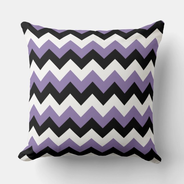 Lavender White Black Zigzag Throw Pillow (Front)