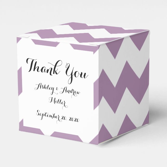 Lavender White Chevron Pattern Favor Box (Front Side)