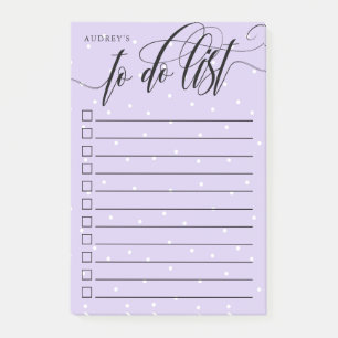 Lavender White Confetti Calligraphy To Do List Post-it Notes