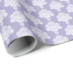 Lavender   White Damask Wrapping Paper