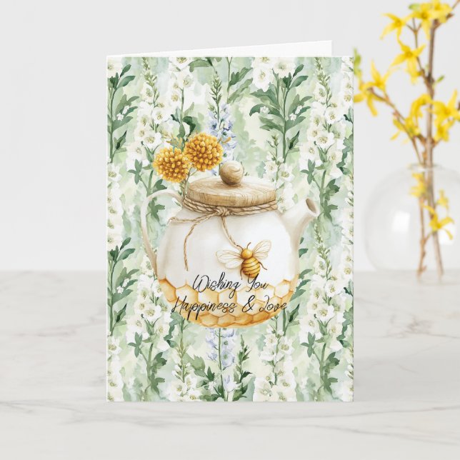 Lavender White Delphinium Flowers Bridal Shower Card (Yellow Flower)