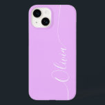 Lavender White Elegant Calligraphy Script Name Case-Mate iPhone 14 Case<br><div class="desc">Lavender Elegant White Calligraphy Script Custom Personalized Name iPhone 14 Smart Phone Cases features a modern and trendy simple and stylish design with your personalized name in elegant hand written calligraphy script typography on a lavender background. Designed by ©Evco Studio www.zazzle.com/store/evcostudio</div>