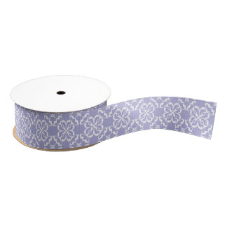 Lavender & White Floral Lattice Pattern Grosgrain Ribbon