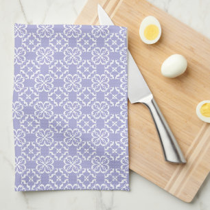Lavender & White Floral Lattice Pattern Kitchen Towel