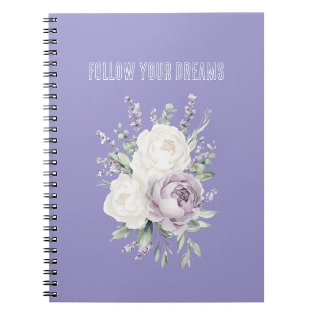 Lavender White Flowers Dreams  Notebook (Front)