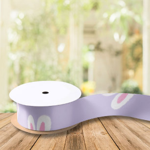 Lavender White Fluffy bunny Satin Ribbon