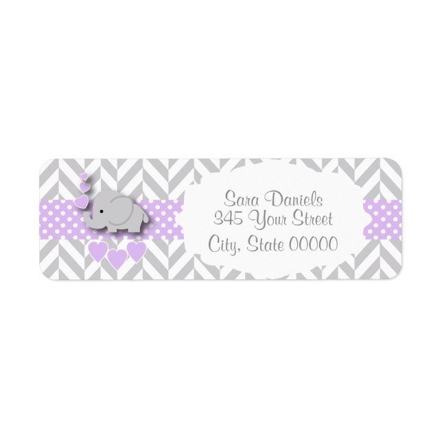 Lavender, White Grey Elephant Baby Shower 2 (Front)