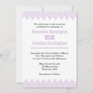 Lavender White Herringbone Wedding Invitation