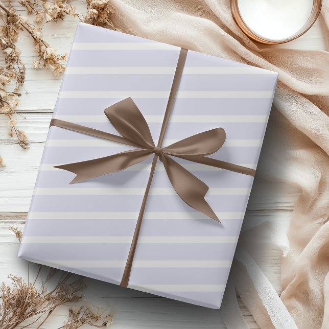 Lavender White Horizontal Striped Wrapping Paper (Creator Uploaded)
