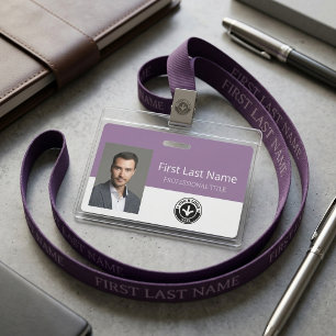 Lavender White Modern Photo Logo Employee Badge