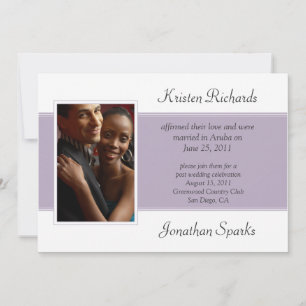 Lavender White Photo Post Wedding Celebration Invitation
