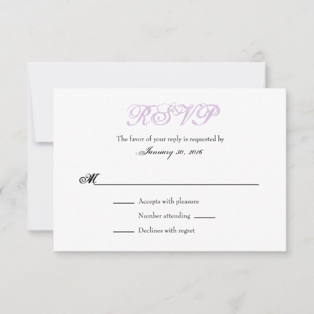 Lavender White Plain Simple Wedding RSVP Cards (Front)