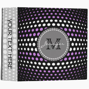 Lavender & White Polka Dots Pattern Monogram Binder