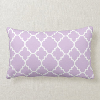 Lavender White Quatrefoil Moroccan Pattern Lumbar Pillow