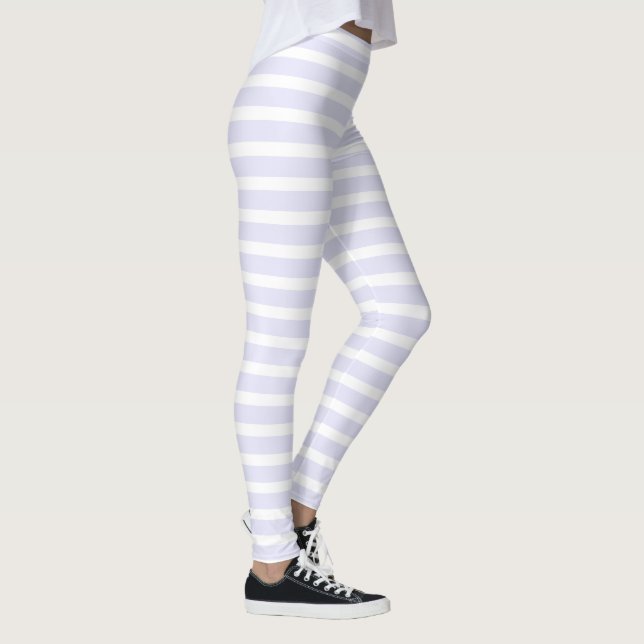 Lavender White Simple Horizontal Striped Leggings (Right)