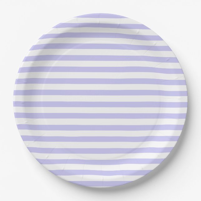 Lavender & White Striped Paper Plates (Front)