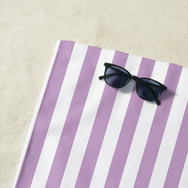 Lavender  & White Stripes Beach Towel (In Situ)