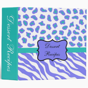 Lavender White & Teal Zebra & Cheetah Custom Album Binder