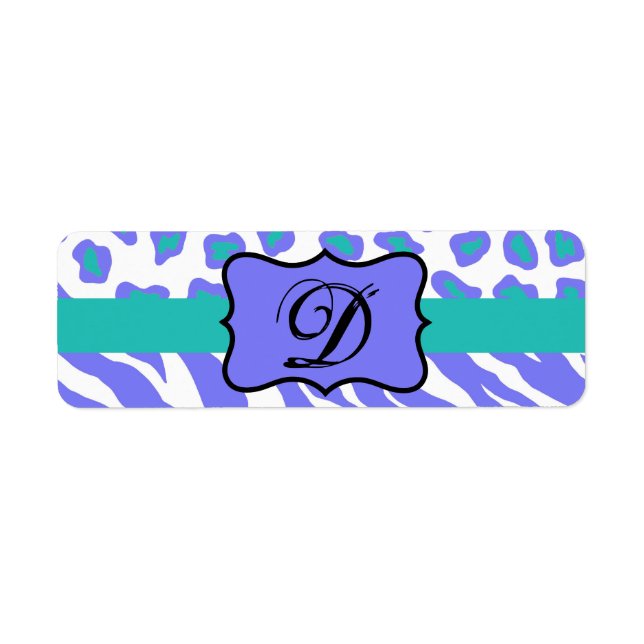 Lavender, White & Teal Zebra & Cheetah Personalize (Front)