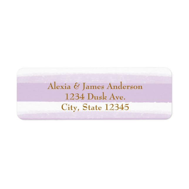 Lavender & White Watercolor Stripes Address Labels (Front)