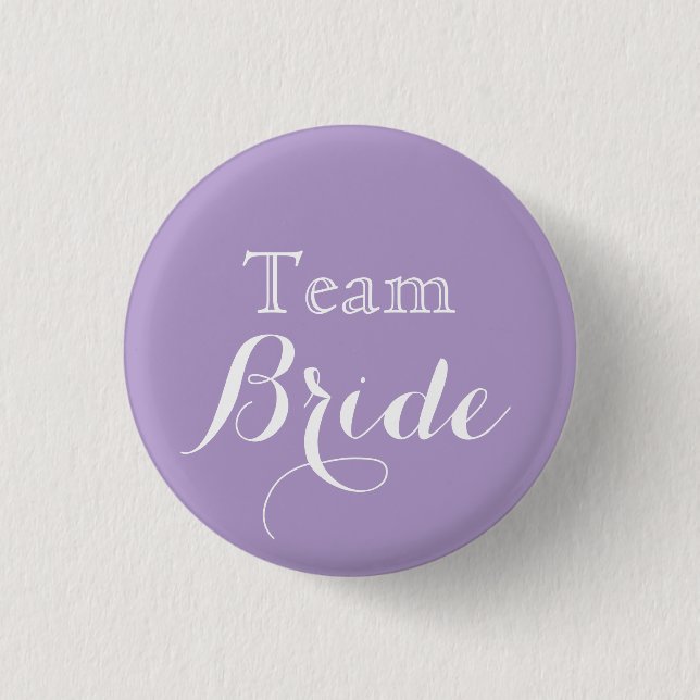 Lavender White Wedding Team Bride 1 Inch Round Button (Front)