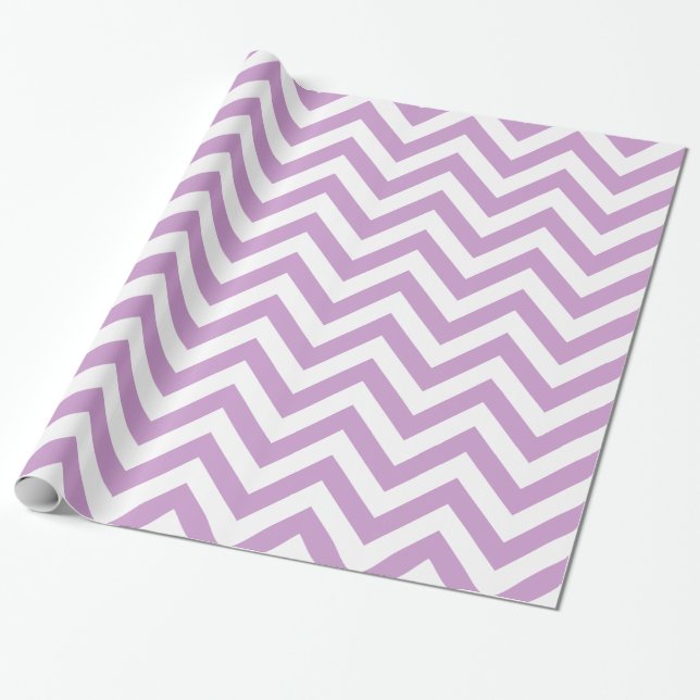 Lavender White XL Chevron ZigZag Pattern Wrapping Paper (Unrolled)