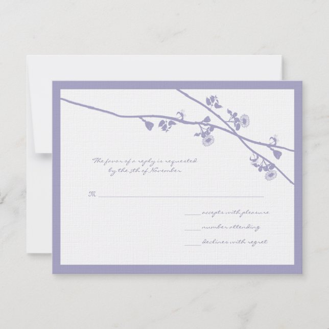 Lavender Wild Flower Branches Wedding RSVP Card (Front)