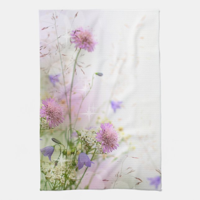Lavender Wild Flowers Pool Kitchen Dish Towel (Vertical)