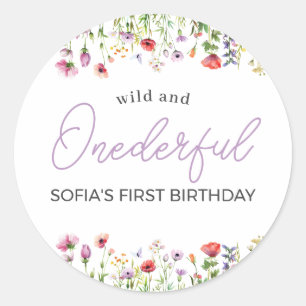 Lavender Wildflower 1st Birthday Classic Round Sticker