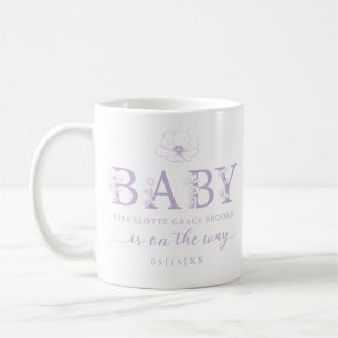 Lavender Wildflower Baby Announcement Coffee Mug