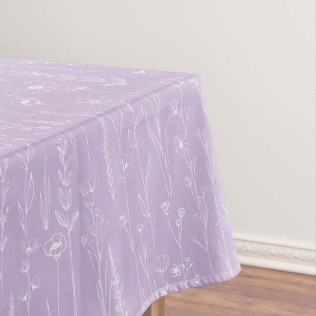 Lavender Wildflower Baby Shower Tablecloth (In Situ)