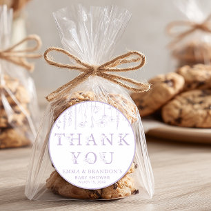 Lavender Wildflower Baby Shower Thank You Stickers