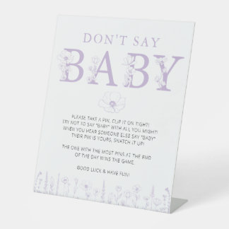 Lavender Wildflower Don’t Say Baby Game Sign