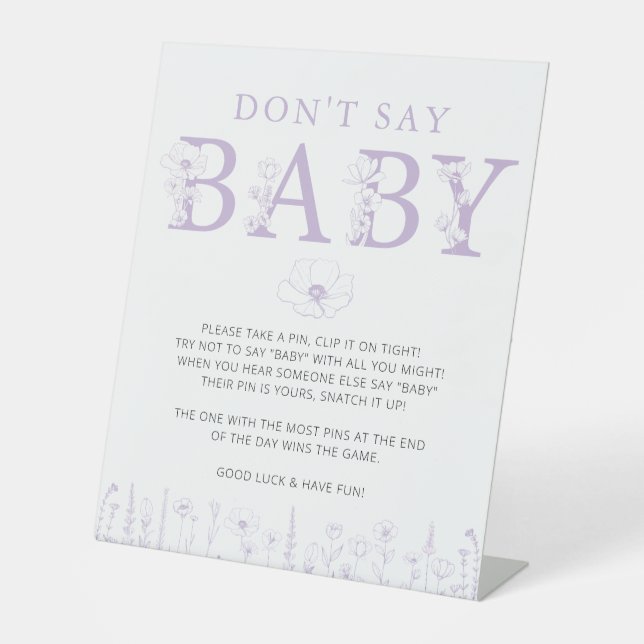 Lavender Wildflower Don’t Say Baby Game Sign (Front)