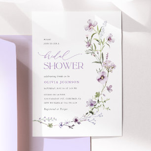 Lavender Wildflower Floral Bridal Shower Invitation