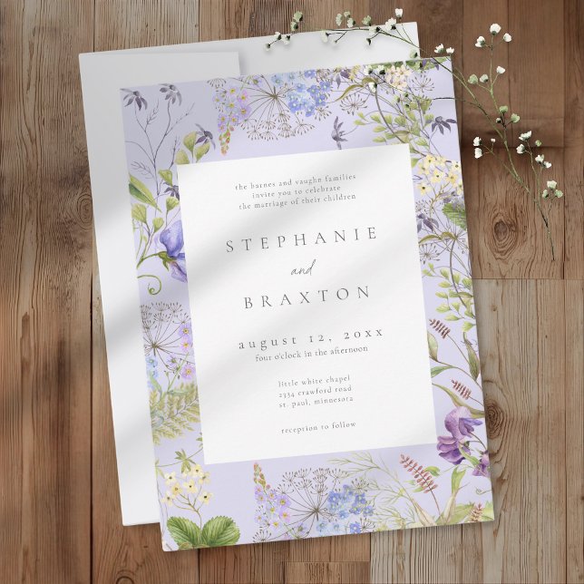 Lavender Wildflower Garden Romantic Wedding Invitation (Lavender Wildflower Garden Romantic Wedding Invitation)