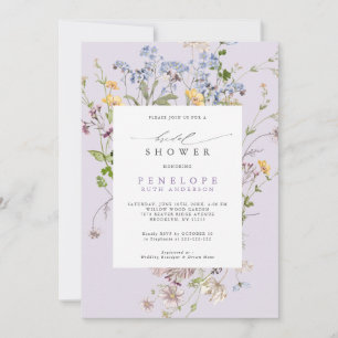 Lavender Wildflower Meadow Garden Bridal Shower Invitation