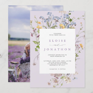 Lavender Wildflower Meadow Garden Photo Wedding   Invitation