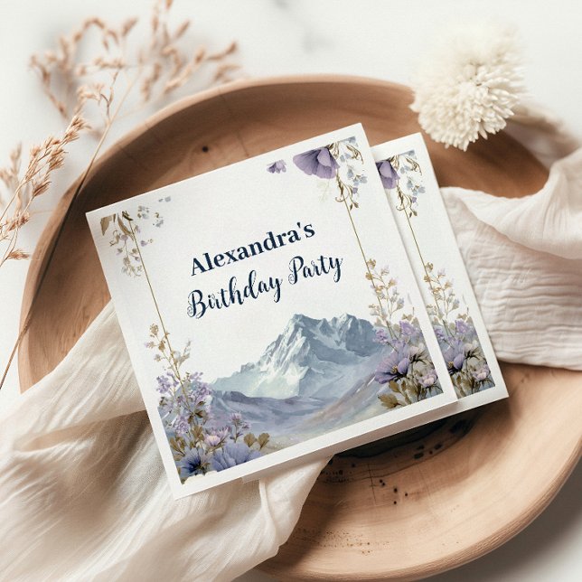 Lavender Wildflower Mountain Birthday Napkin (Creator Uploaded)