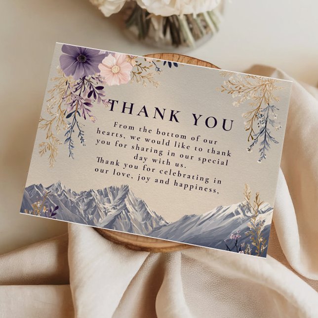 Lavender Wildflower Mountain Wedding Thank You Card (Creator Uploaded)