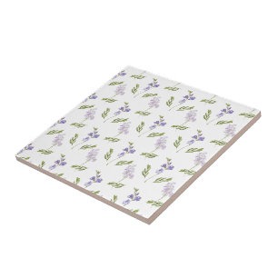 Lavender Wildflower Watercolor Floral Pattern Tile